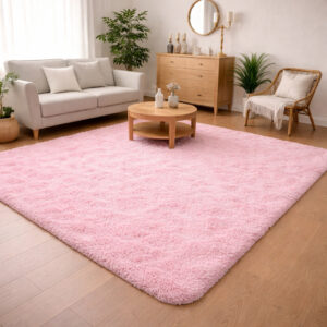 Tapete Grande Felpudo De Sala Decoração Casa Quarto Fofo Grande Várias Cores - ROSA BEBÊ 2mX2,40m