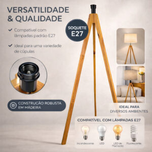 Abajur Luminaria De Chao Grande Iluminação Agradável Bivolt