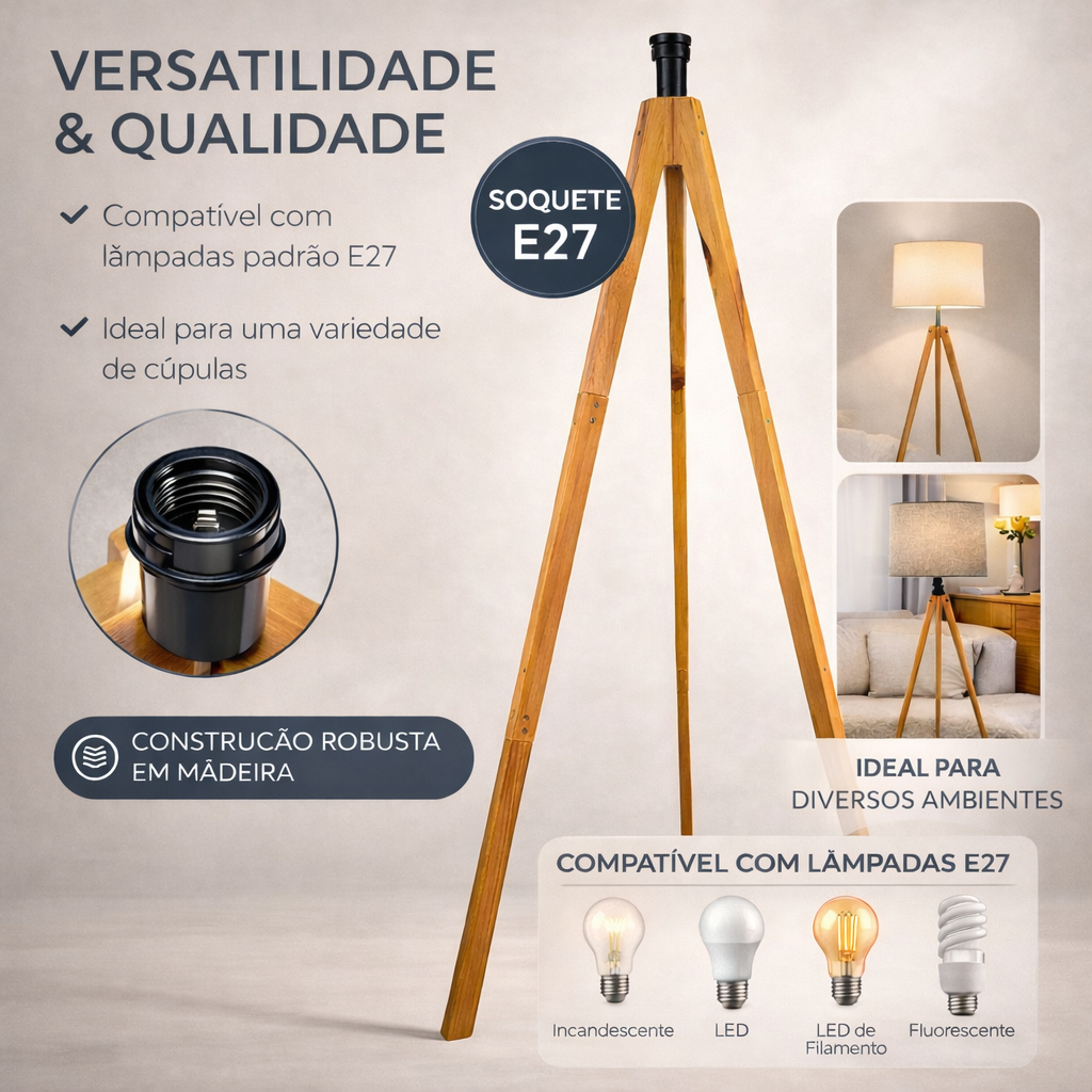 Abajur Luminaria De Chao Grande Iluminação Agradável Bivolt