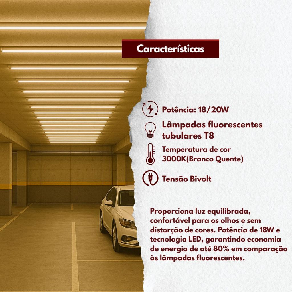 Kit 25 Lâmpadas Led Tubular 1,2m T8 18w 3000k Branco Quente Bivolt 110v 220v Luminária Tubo Amarela