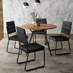 Conjunto Sala de Jantar 4 Cadeiras San Francisco Carraro Preto