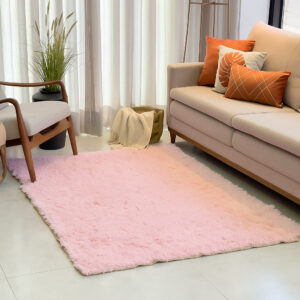Tapete Decorativo Grande 3,00x2,00 Peludo Sala de Estar Macio Confortável Luxo - Rosa BB