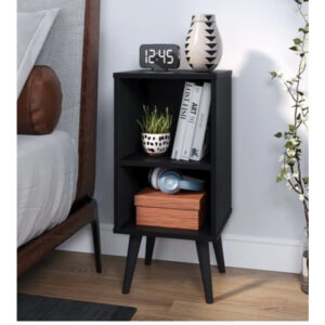 Kit 2 Mesa de Cabeceira ou Unitário para Quarto Charme Retrô Várias Cores Apoio de Cama Mesinha - UNITARIO CHARME PRETO TOTAL