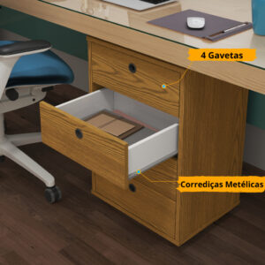 Gaveteiro Mesa De Cabeceira Armarinho Multiuso Quarto ou Escritório 4 Gavetas Pés Anti umidade