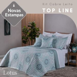 Kit Colcha Cobre Leito Top Line Estampado 3 Pçs 180 fios Premium