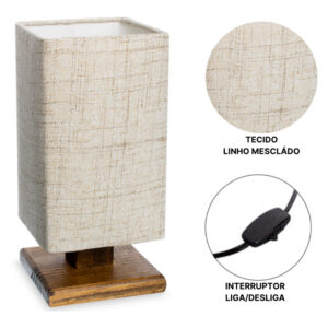 Abajur Luminária De Mesa Quarto Cabeceira Escritório Leitura Moderno Rústico Decoração