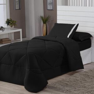 Edredons Solteiro Inverno 04 Peças Ternura Infantil Barato - PRETO