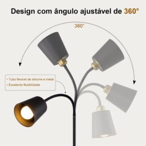 Luminária de LED moderna e minimalista de chão abajur de cabeceira luz para sala de estar Rotação livre de 360 graus