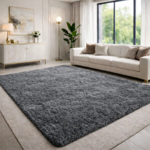 Tapete Peludo, Felpudo De Sala Ou Quarto Luxo 2,00 X 1,50 - Cinza liso