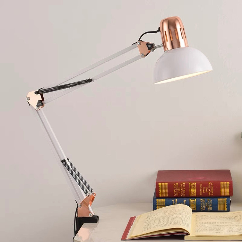 Luminária Pixar Luxo com Detalhes Rose - Articulada Com Garra