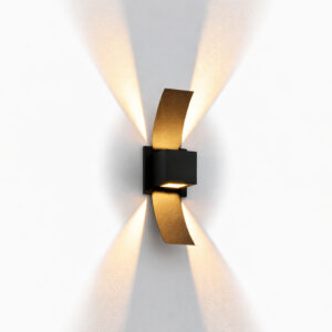 Arandela LED Externa 2 Fachos Alumínio IP65 Parede Muro Moderna Aba Box - Preto | LED Amarelo Quente