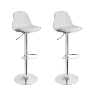 Banqueta Eiffel Giratória Estofada com Encosto Sala de Jantar - 2 UN Branco