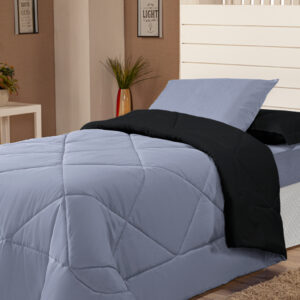 Edredons Solteiro Inverno 04 Peças Ternura Infantil Barato - PRETO/CINZA