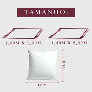 KIT TAPETE SALA QUARTO GEOMETRICO 1M X 1,40M + 04 CAPAS GORGURINHO 45CMX45CM JOGO COMPLETO