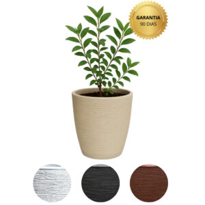 Vaso para Plantas Decorativo em Polietileno Coluna Bojo Escovado C/ Prato Coletor N2