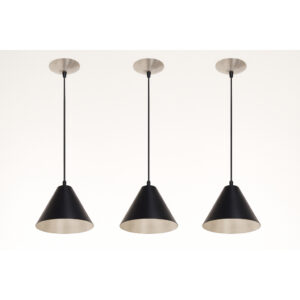 Kit 3 Pendente Luminária Modelo Luxo ALuminio para realçar o Balcão da sua Cozinha Sala Varanda Bar - Preto/Aluminio