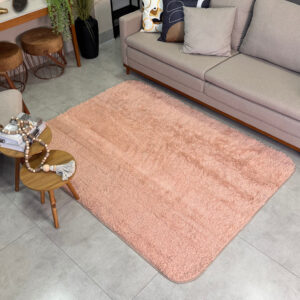 Tapete Decorativo Grande 3,00x2,00 Peludo Sala de Estar Macio Confortável Luxo - Bege Coral