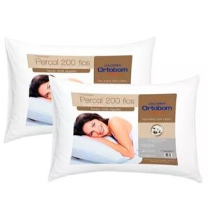Kit 4 Travesseiros Premium Ortobom 200 Fios Percal 100% Algodão
