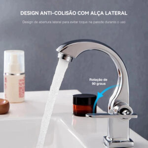 Torneira de banheiro em aço inoxidável 304, 100% metal brilhante, adequada para lavatório, saída de água fria