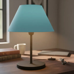 Abajur Luminária de Mesa Cúpula injetada Aramado Decoração Bancada Escritório Quarto Moderno - PRETO/AZUL
