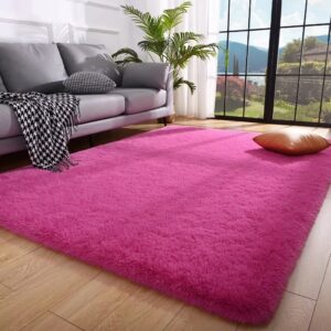 Tapete Felpudo 40mm Pelo Alto 2,00 x 1,50 Para Sala E Quarto - Pink