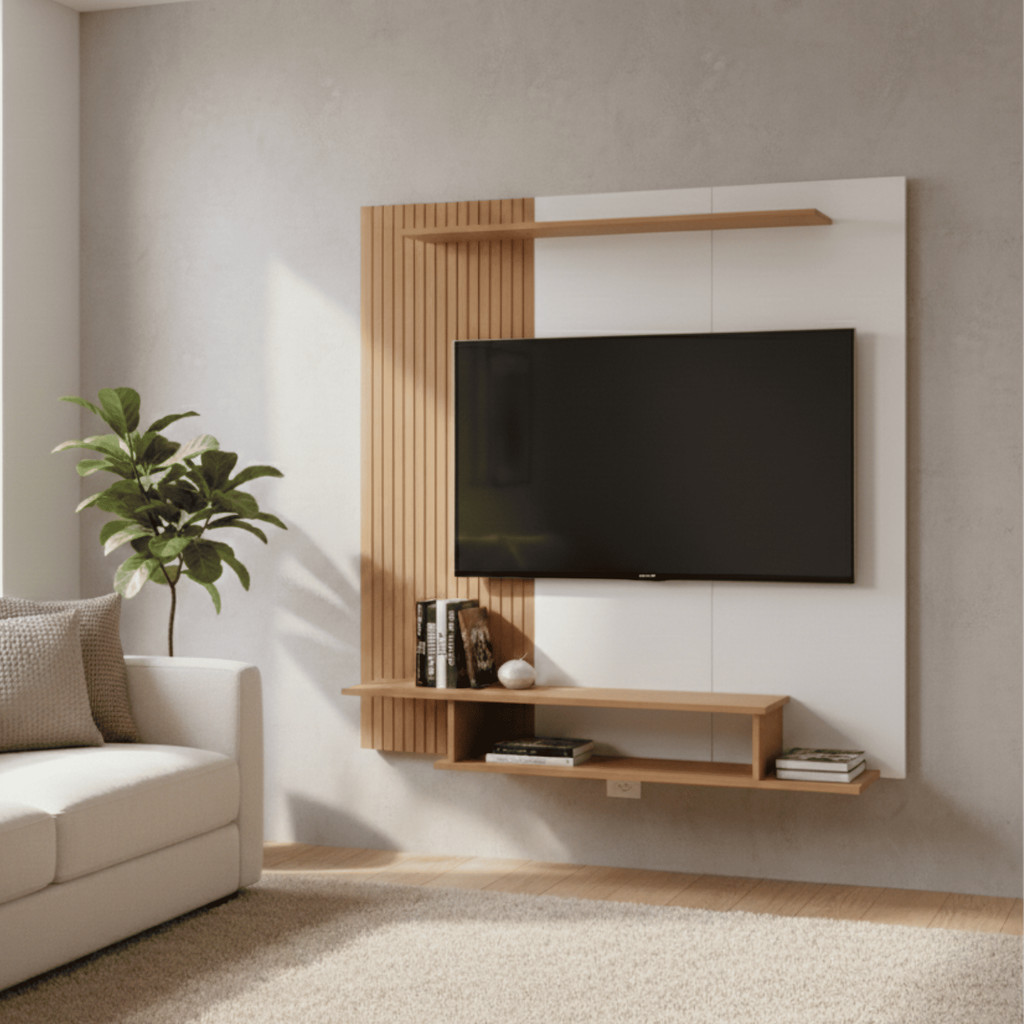 Painel Moderno para Tv 43 Polegadas Suspenso Estante Nicho Sala de Estar