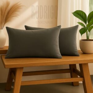 kit 2 Almofadas Baguete 50x30 em Suede "enchimento incluso" - Cinza