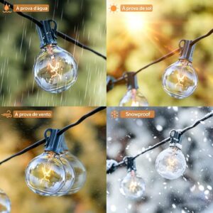 Cordão de 7m/46m Luzes à Prova d'água com Lâmpadas Incandescentes G40 de Perfeito Para Iluminação de Festas no Jardim