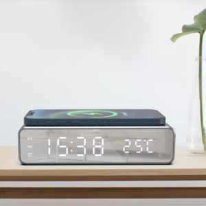 Carregador Sem Fio com Despertador e Termômetro para Smartphones