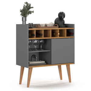 Aparador Sala Buffet Adega Barzinho Bebidas Cantinho Do Café Diversas Cores - FLORENÇA - CINZA / NATURE