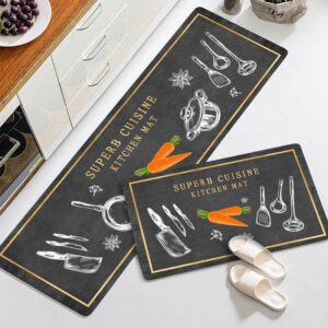 Kit Tapete Jogo Passadeira Cozinha Belga Antiderrapante 2 Pç Promoção - Talheres e Cenoura