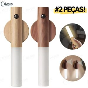 Luminaria Led Recarregável Sensor de Movimento Arandela de Madeira Minimalist Mesa Parede Magnética