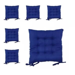 Kit 4 Almofadas para Cadeira Futon 40x40 com Amarração Assento Macio Oxford Cozinha Sala - Azul-royal
