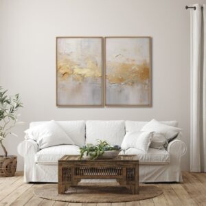 Quadro Decorativo 2 Telas Arte Abstratas Para Sala Quarto Escritorio - Madeira com vidro 50x75