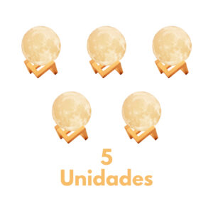 Luminaria Lua Cheia 3D de Mesa com Suporte Led Sem Fio Decoração - 5 Unidades