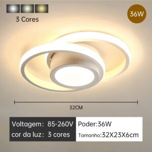 Luminária Plafon Moderno Dourado LED, Para Sala, Quarto, Hall de Entrada, Sala de Estar Bivolt 85-265V - HH250911(32x23x6CM)