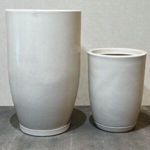 Kit 4 Vasos Marmorizados Decorativos Planta de Luxo Flor Polietileno Coluna polida N1 N2 + Bojo N1 N2 Com Pratos +Bacia - (211+219+228+229) BRANCO