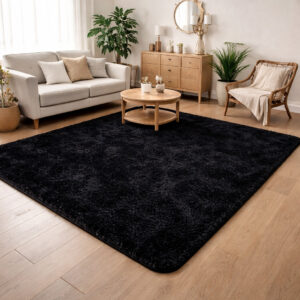Tapete Grande Felpudo De Sala Decoração Casa Quarto Fofo Grande Várias Cores - PRETO 1,30mX2m