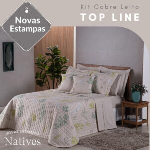 Kit Colcha Cobre Leito Top Line Estampado 3 Pçs 180 fios Premium