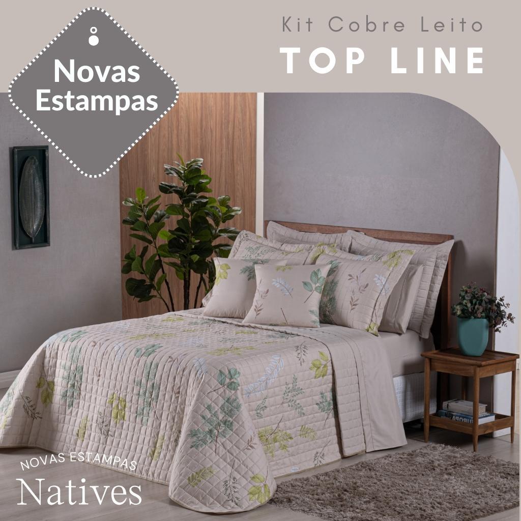 Kit Colcha Cobre Leito Top Line Estampado 3 Pçs 180 fios Premium