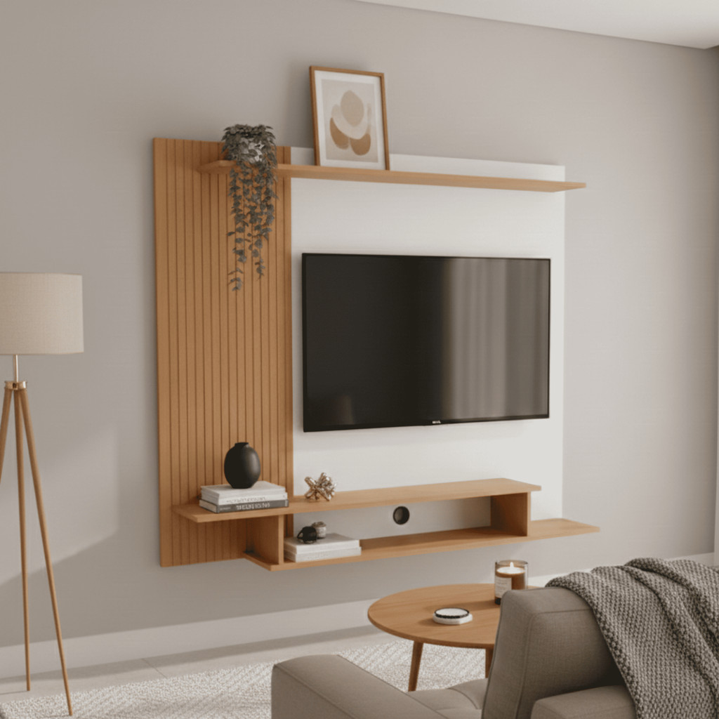 Painel Moderno para Tv 43 Polegadas Suspenso Estante Nicho Sala de Estar