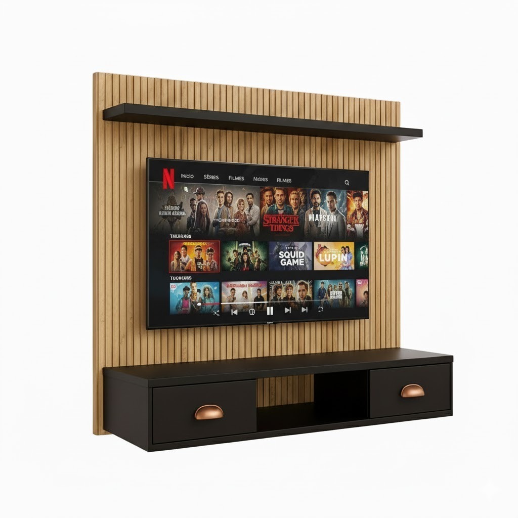 Painel Para Tv 45 Polegadas De Parede Rack 2 Portas Moderno