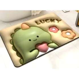 Tapete de Banheiro Efeito 3D Antiderrapante Super Absorvente Saída Chuveiro Box Super Absorvente 58x38cm - Amo dinossauro-42
