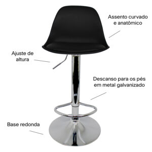 Banqueta Eiffel Giratória Estofada com Encosto Sala de Jantar