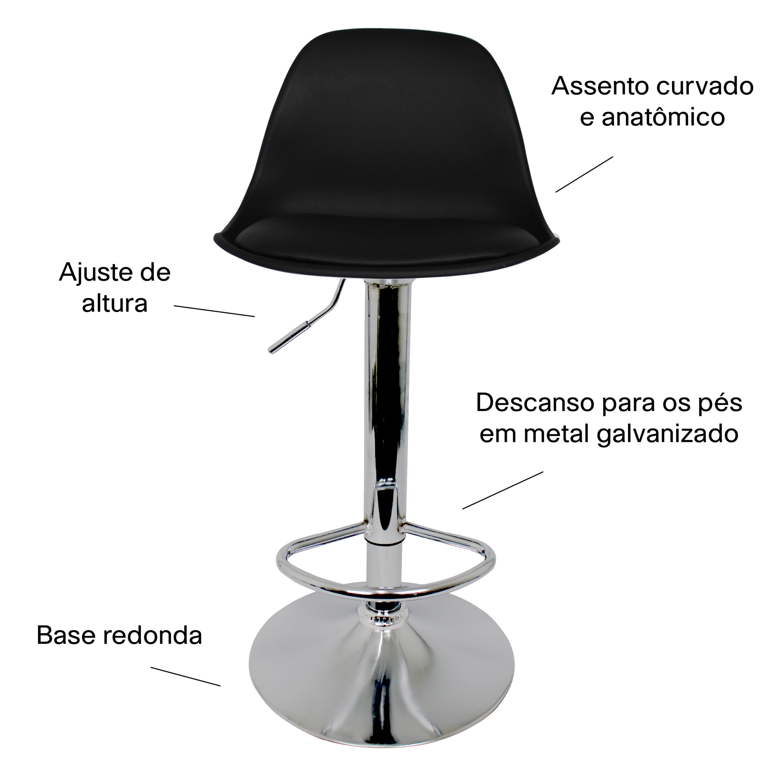 Banqueta Eiffel Giratória Estofada com Encosto Sala de Jantar