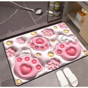 Tapete de Banheiro Efeito 3D Antiderrapante Super Absorvente Saída Chuveiro Box Super Absorvente 58x38cm