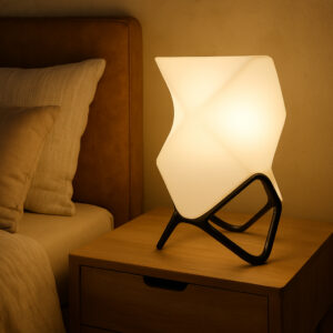 Luminária Geometrica Minimalista Mesa de Cabeçeira Aconchegante com Lâmpada Bivolt 30cm - Preto