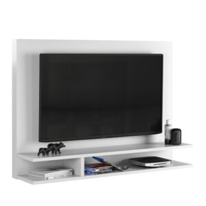 Painel Para Tv Smart 50 Polegadas Com Prateleira Nicho Quarto Sala MILÃO - MILÃO - BRANCO