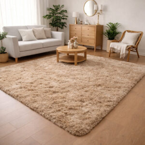 Tapete Grande Luxo Felpudo De Sala Decoração Casa Quarto Fofo Grande Várias Cores - BEGE 2mX2,40m