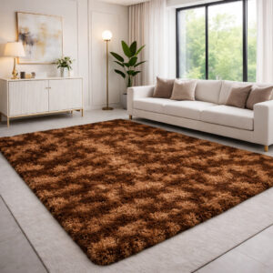 Tapete Peludo, Felpudo De Sala Ou Quarto Luxo 2,00 X 1,50 - Marrom Mesclado